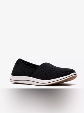 Clarks Cloudsteppers Breeze Stretch Slip‑On Shoes – Black – Size 10M